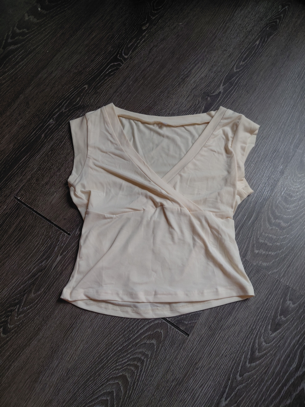 Women's Cream Wrap-Front Top
